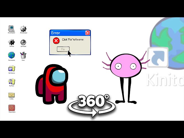 Mini Red Crewmate Meets KinitoPET Virus Characters | Among Us 360º VR Video