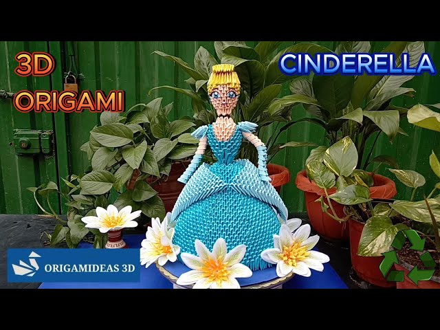 Cinderella in 3D Origami with reusable paper | Cenicienta en Origami 3D con papel reusable