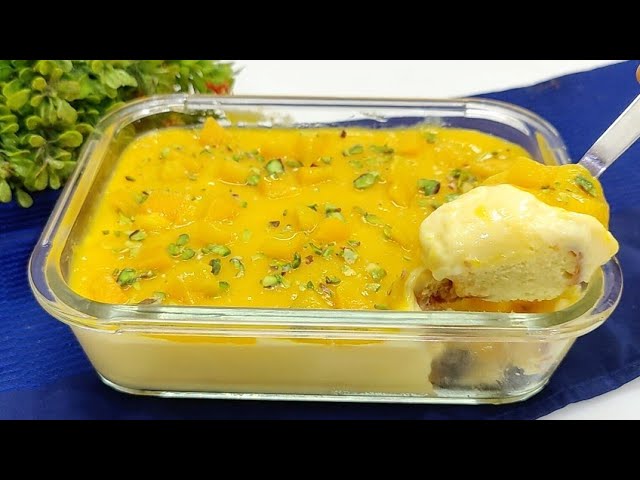 Easy Mango dessert | delicious mango custard cream pudding (summer special) आम का मीठा