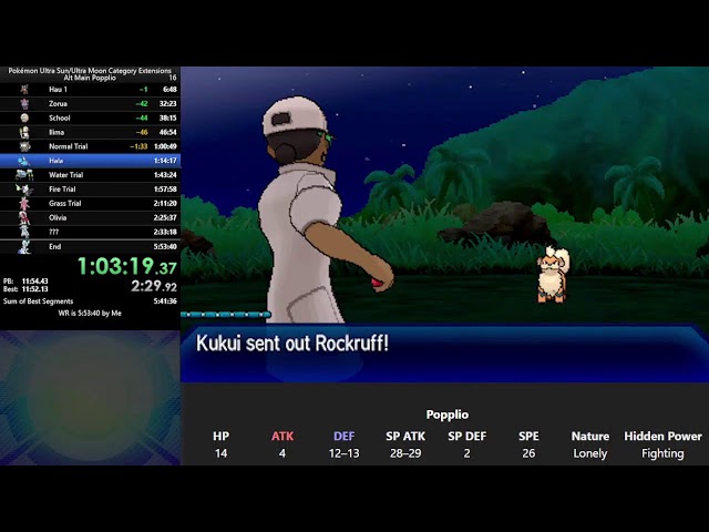 Pokemon Ultra Moon Popplio Speedrun (goal: Sub 5:50)