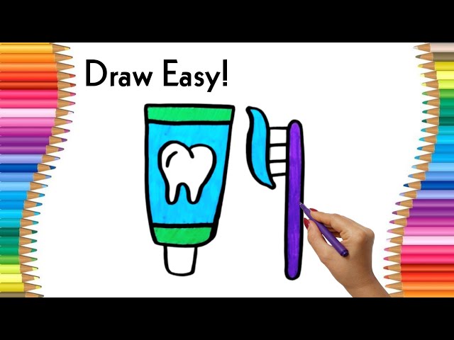 How to Draw Toothpaste and Tooth 🦷🪥 | Drawing and Coloring Easy for Kids and Toddlers Step by Step