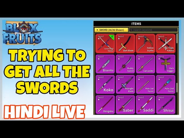 LETS GET THE ALL SWORDS | BLOX FRUITS | BLOX FRUITS HINDI | ROBLOX | #bloxfruitslive