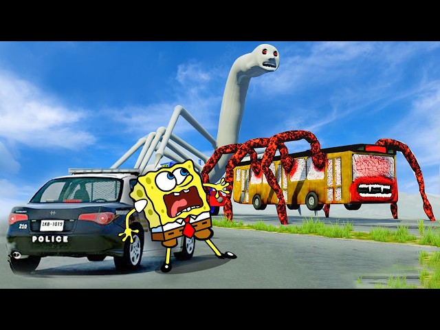 Cars with BUS EATER & HOUSE HEAD! - Reaction x Spongebob | Woa Doodles