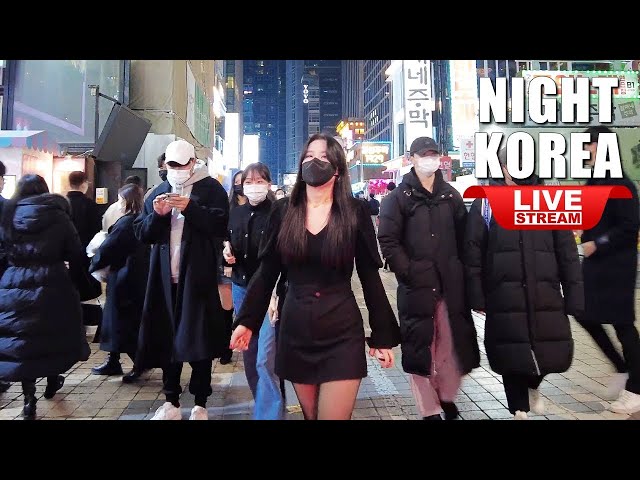 Live Korea Seoul 🇰🇷 Walk Tour Seoul 🔴 Korean Food Street Walk | Gangnam Night Street Walking Live