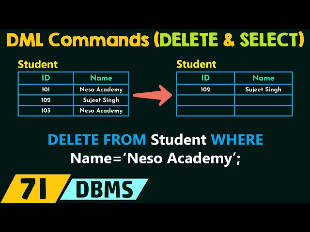 DML Commands - DELETE and SELECT