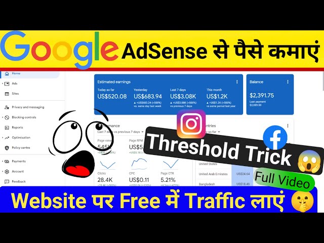 Website Par Traffic Kaise Laye Free Me || Instagram se Free Generate  Instagram, Facebook threshold