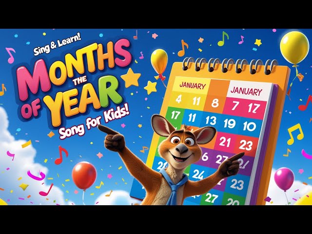 "🎵 Months of the Year Song for Kids! Learn & Sing with Kenny the Kangaroo 🎉 | Fun Educational Rhyme"