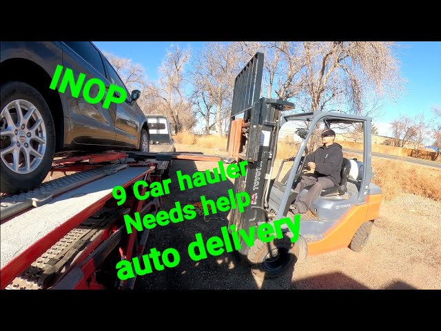 Help! 9 Car Hauler Needs Assistance Unloading Inop Vehicles!