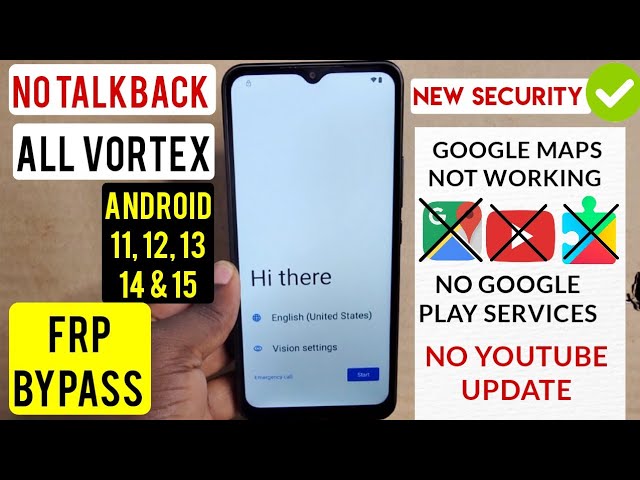 All Vortex (CG65,Z22,J24,HD65) Frp Bypass Android 12,13,14,15 Google Account Remove/No Maps Talkback