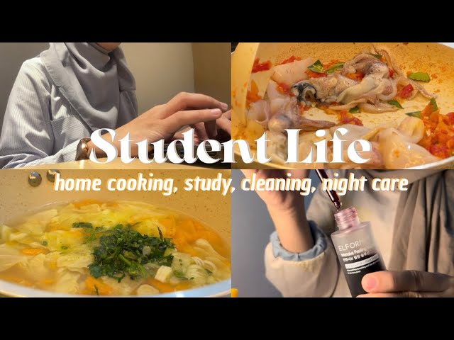 DAILY VLOG   🥢 | home-cooking 🥗, study 📚, cleaning 🧹, night care 🫧