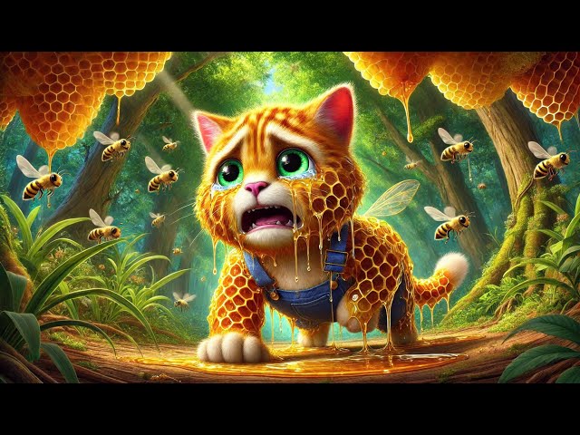 Kitten destroys beehive on tree memorable lesson 😭😿 #ai #story #cat #aicat