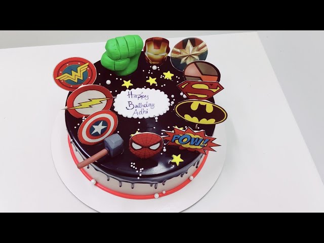 Avengers  cake /how to make it/birthday cake designs by mallu cake box