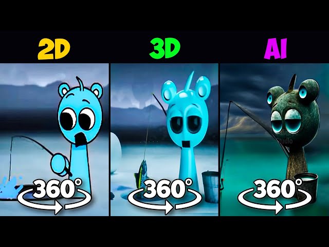 360° VR SKY IS FISHING 2D VS 3D VS AI - Incredibox Sprunki