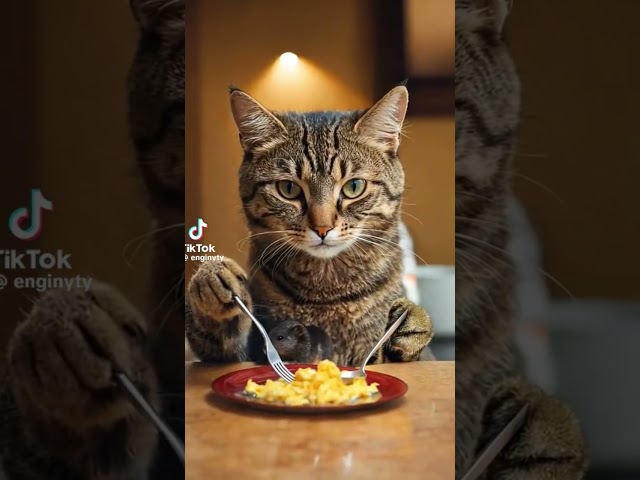 Cat eating food like a human #asmr #trending