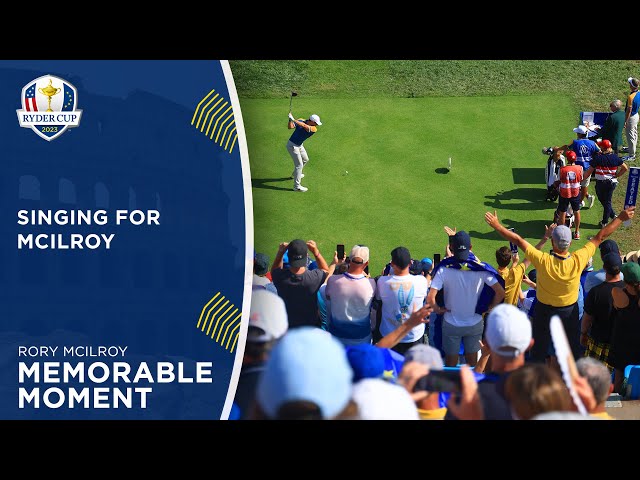 Fans Sing Rory McIlroy is "In Your Head" on First Tee | 2023 Ryder Cup