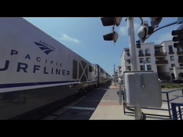 VR180 - Amtrak Pacific Surfliner Train #774 Southbound in Oceanside CA - June 20th 2020