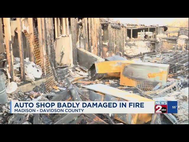 Madison auto shop badly damaged by fire