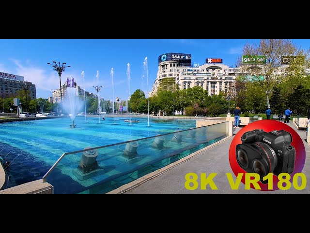 BUCHAREST FOUNTAINS at the heart of the city next to Union Park 8K 4K VR180 3D Travel ROMANIA