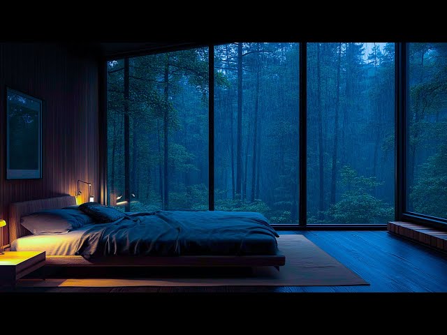 5 hours of rain help you have a deep and delicious sleep in a room in the forest 😴🌧️