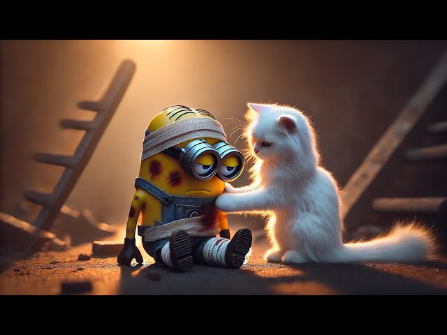 💥TOUCHING FRIENDSHIPS OF THE DISABLED MINION AND THE WHITE CAT - The story of transformation