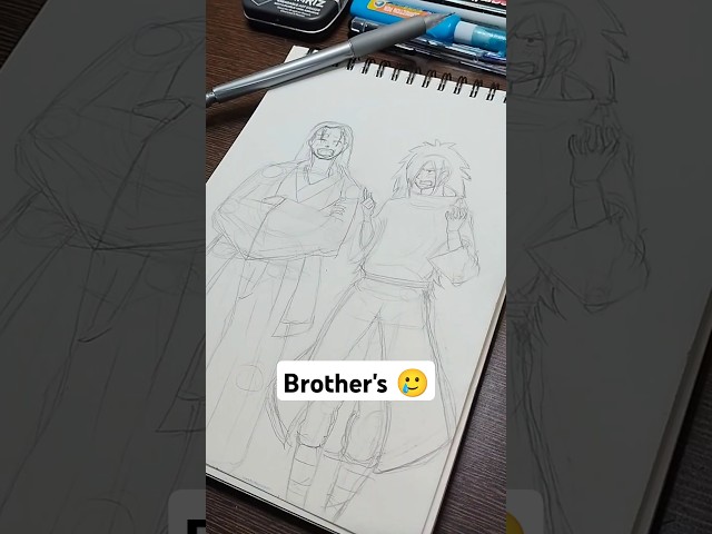 Sketching Hashirama Senju 🪵 & Madara Uchiha 😈 from Naruto 🔥 #shorts #animedrawing #naruto