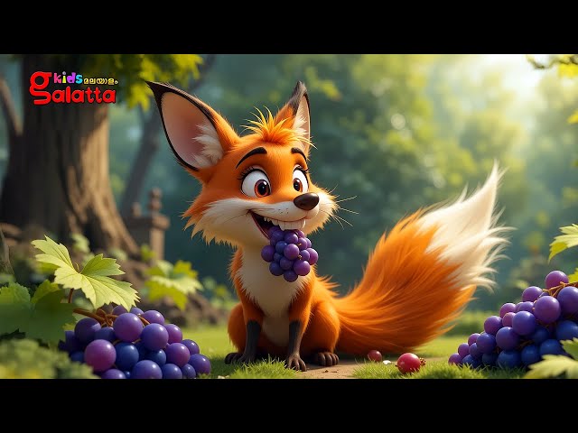 കുറുക്കനും മുന്തിരിയും -  The Clever Fox and the Juicy Grapes | Galatta Kids