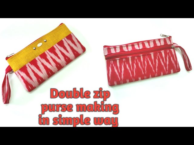 DIY Double Zip Purse Making At Home/#ikkat #jute #purse sewing tutorial @HemasBagCreations