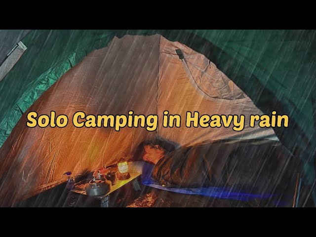 SOLO CAMPING • CAMPING DURING HEAVY RAIN OVERNIGHT • ASMR