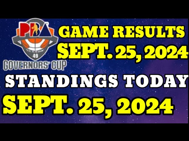 PBA Game Results Today | September 25, 2024 | PBA Standings Quarterfinals As of September 25, 2024