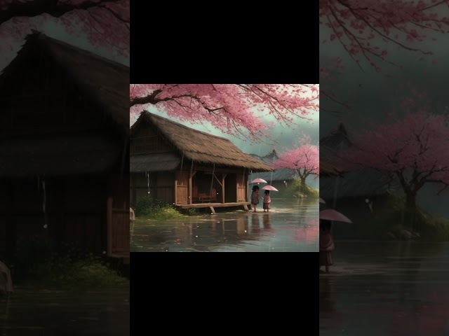 Sakura Village 🌸🌧️ #asmrrelaxation #rainsounds #asmrsounds #rain #asmr