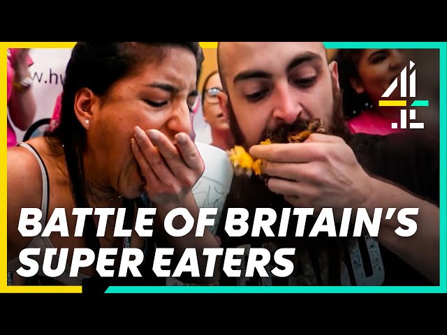 British Competitive Eaters Take On EPIC Burger CHALLENGE! | Battle Of The Super Eaters | All 4