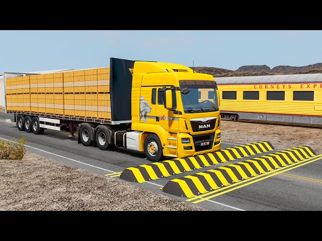 Trucks and Cars vs Speed Bumps | BeamNG Drive | TrucksVs