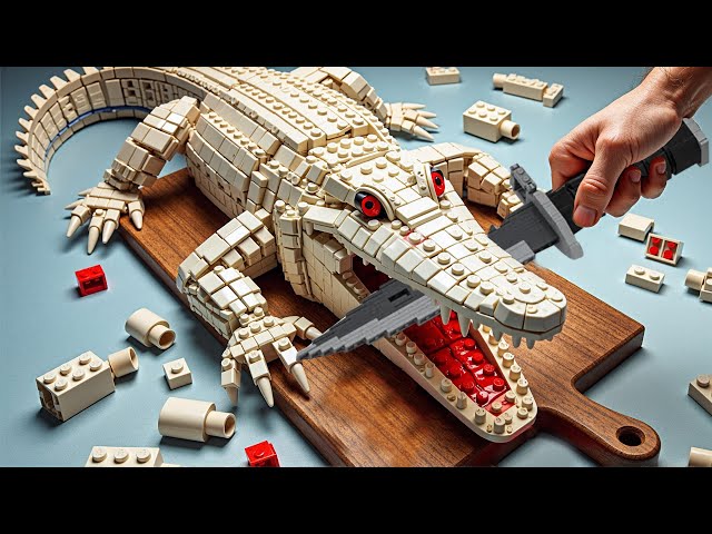 How to Make Pefect Giant WHITE CROCODILE Recipe IRL || Lego Cooking Stop Motion vs ASMR