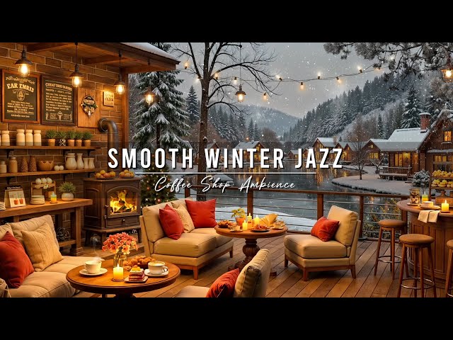 Smooth Jazz Background Music for Work, Study, Unwind ⛄ Warm Jazz Music at Cozy Winter Cafe Ambience