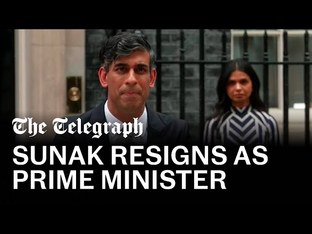 In full: Rishi Sunak resigns as Tory leader in final speech as PM outside No10