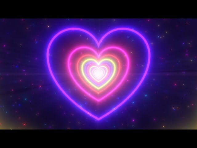 Neon Lights Love Heart Tunnel and Romantic Abstract Glow Particles 4K Moving Wallpaper Background