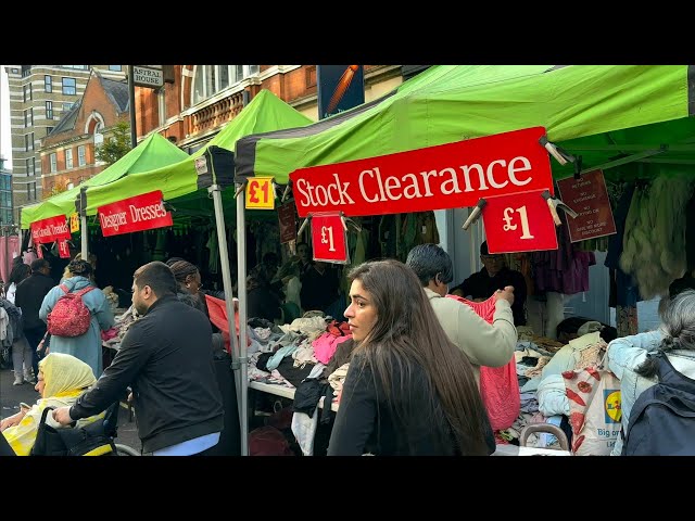 🇬🇧 LONDON STREET FOOD, HISTORIC PETTICOAT LANE MARKET, SPITALFIELDS MARKET, LONDON CITY WALK, 4K HDR