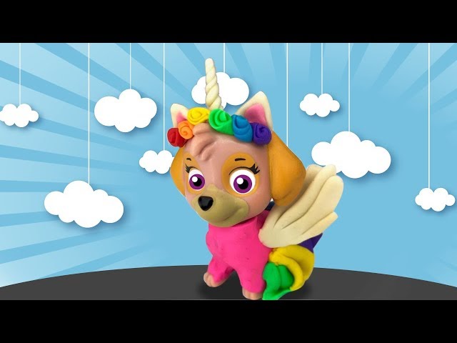 DIY Custom Paw Patrol Skye Rainbow Unicorn Makeover Pony Play Doh Learn Colors Rainbow for Kids