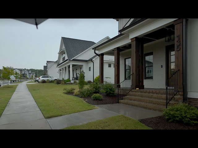 Rain Walk Through American Neighborhood Post-Thunderstorm | Nature Sounds for Sleep and Study