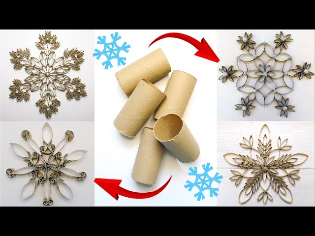 4 Big Paper Snowflake Ideas ❄️ Easy Tissue Paper Rolls Craft ♻️ Home Decor DIY Tutorials