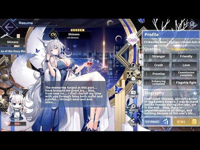 Azur Lane: IJN Shinano Quotes [Dreams of the Hazy Moon] Skin