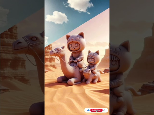 Cute cat's evolution: Riding camel 🐫#cat#shorts #cute#kucing #funny