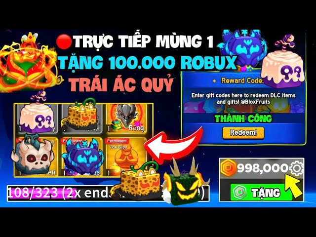 🔴LIVE MÙNG 1 TẾT | Tặng 500.000 Robux Acc Roblox Miễn Phí Và Code x2 EXP, Trái Ác Quỷ Mới Nhất