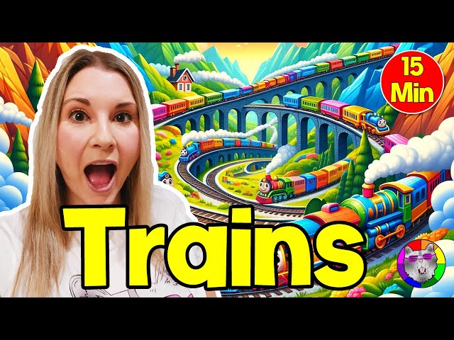 Preschool Trains Learning Video: Directed Drawing and Art Lesson TRAINS and LOCOMOTIVES