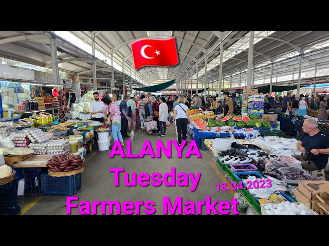 🇹🇷 TURKEY ALANYA Tuesday Bazaar / Farmers Market / Pazari 4.2023 4k 60fps HDR no commentary