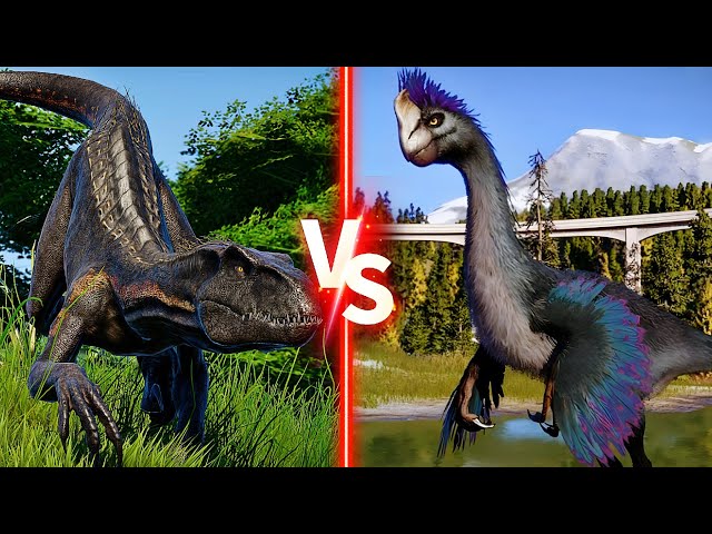 Indoraptor VS Gigantoraptor 🦖 Dinosaurs Battle Animation - Jurassic World Evolution 2 - JWE2