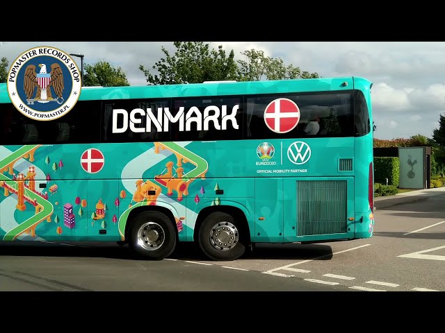 Danish team on their way to Wembley to Victory. They will face England in the semi finals  UEFA Euro