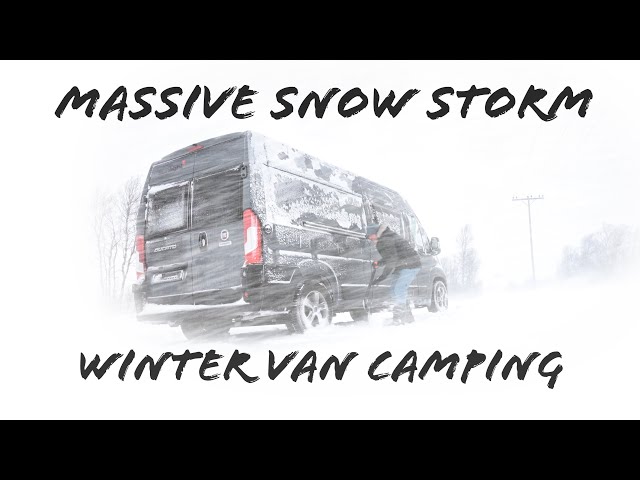 Van Life Winter Camping in Snow Storm - Blizzard in the North - Extreme Weather & Pan Pizza #vanlife