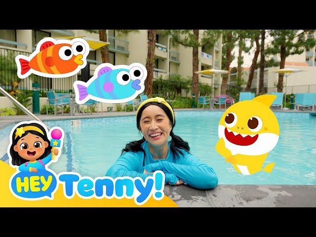 Swimming Pool Playtime with Baby Shark and Tenny | Educational Videos for Kids | Hey Tenny!