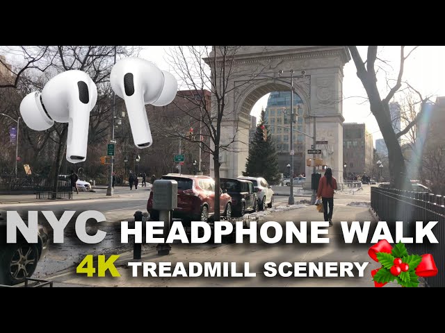 4K NYC Winter Headphone Walk - TREADMILL SCENERY - Do You Hear What I Hear?